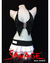 Dollar Sign Gangster Top with Mini Skirt
